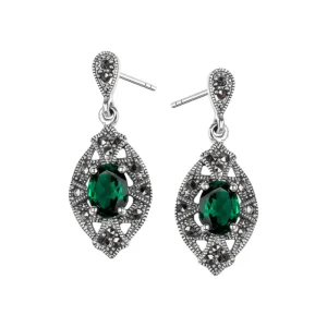 Kolczyki-YES Kolczyki wiszące srebrne z markazytami i kwarcem - Markazyty